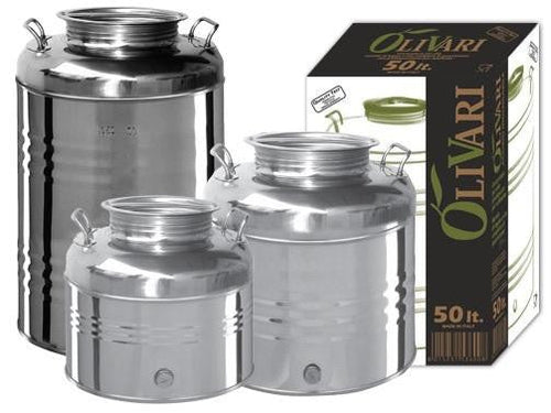 CONTENITORI CONTENITORE BIDONE FUSTO IN ACCIAIO INOX PER OLIO LT.15