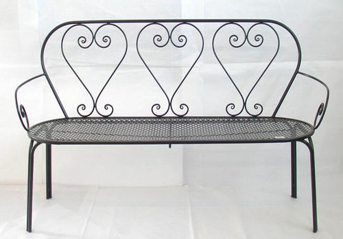 DIVANO PANCHINA PANCA FRIENDLY 3 POSTI FERRO BATTUTO CM.140 ARREDO GIARDINO