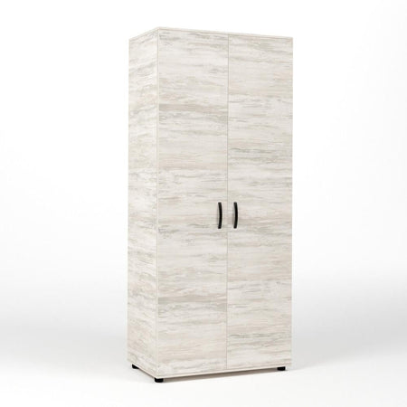 Kit Armadio Moderno in Legno 2 Ante Ripiano Fisso e Asta cm 80x52x205h