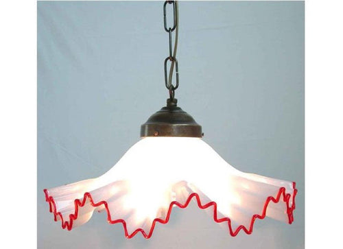 LAMPADARIO A CATENA MURANO 1 LUCE IN FERRO BATTUTO CRUCCOLINI LAMPADE LAMPIONE