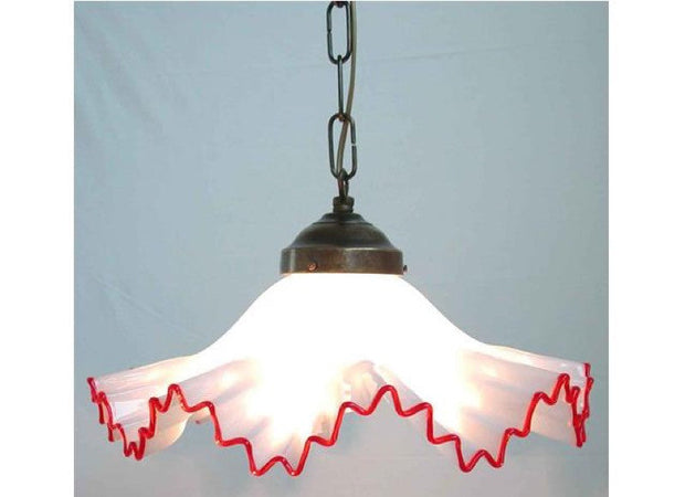 LAMPADARIO A CATENA MURANO 1 LUCE IN FERRO BATTUTO CRUCCOLINI LAMPADE LAMPIONE