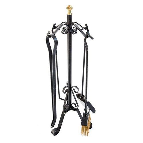 SET ATTREZZI CAMINO ORVIETO CM. 23 x 59H FERRO BATTUTO ACCESSORI PER CAMINETTO