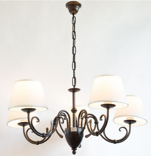 LAMPADARIO LOIRA 5 LUCI IN FERRO BATTUTO CRUCCOLINI LAMPADE LAMPIONE APPLIQUE