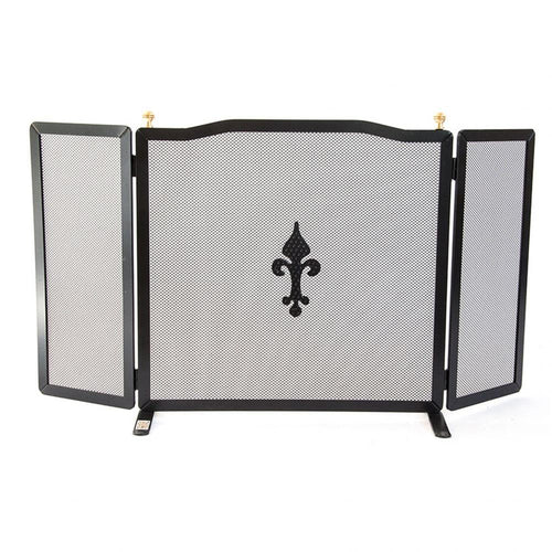 SCHERMI PARASCINTILLE IN FERRO BATTUTO CON POMOLI SPORTELLO CM. 101X18X52 CAMINO
