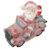 Babbo natale su macchina h 40 cm decorazione natalizia in poliresina rosso statuina