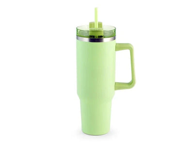 Mug termico verde in acciaio con cannuccia lt 1,2H&H