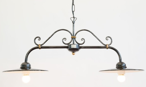 LAMPADA LAMPADARIO A BILANCERE 2 PIATTI SMALTATI PICCOLI CRUCCOLINI LANTERNE