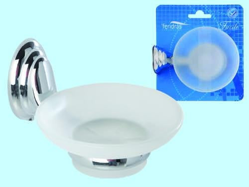 PORTASAPONE CROMATO CON PIATTINO IN VETRO ACCESORI PER IL BAGNO ARREDO BAGNO