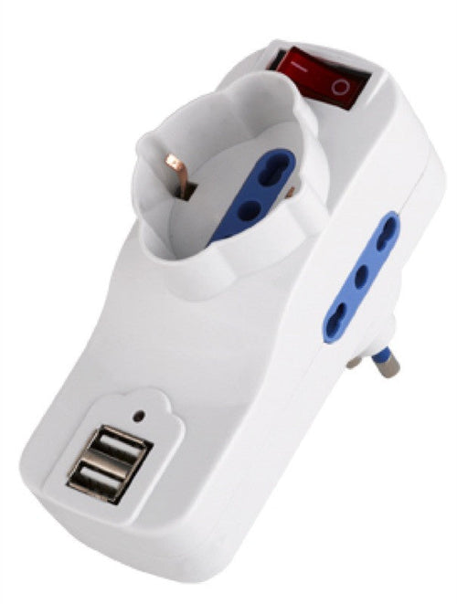 ADATTATORE ROTANTE SPINA 16A C/CONNESSIONE USB
