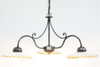 LANTERNA LAMPADARIO LAMPADA PLAFONIERA VULCANO 3 LUCI FERRO BATTUTO