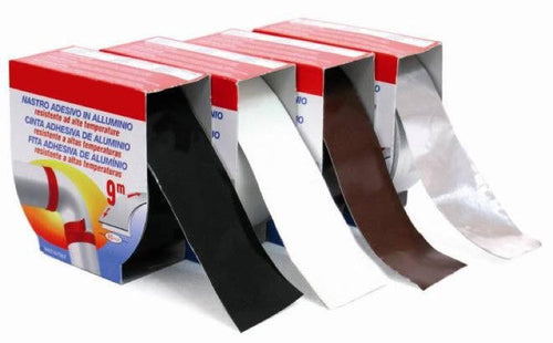 NASTRO ADESIVO PER TUBI STUFA IN ALLUMIO DIVERSI COLORI
