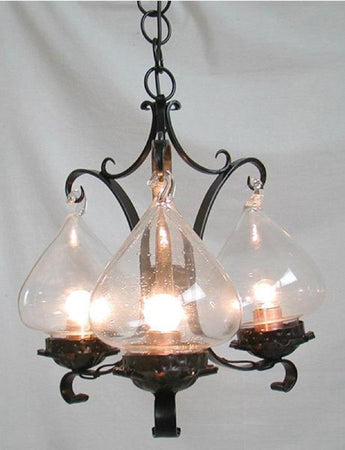 LAMPADARIO GANCIO A 3 LUCI IN FERRO BATTUTO LAMPADE LAMPIONE APPLIQUE LANTERNA