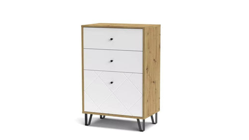 CASSETTIERA BOLLO 3 CASSETTIO CM. 63X40X95 ROVERE ARTIS/BIANCO