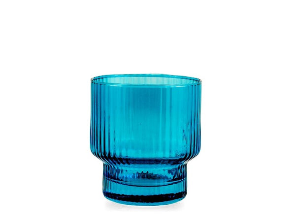 Conf 6 bicchieri Bliss in vetro rigato Blue 32 clH&H