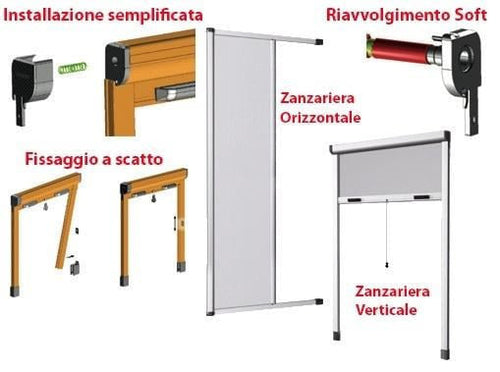 ZANZARIERE A RULLO STOP INSET 1 RULLO CM.150X245 COLORI MARRONE O BIANCO