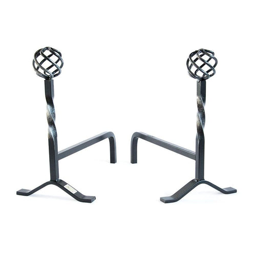 COPPIA DI ALARI FERRO BATTUTO NUVOLA CM.20x41x36 CAMINO CAMINETTO FUOCO