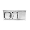 KIT CUCINA LAVELLO INOX 2 VASCHE + GOCCIOLATOIO CM. 120 DESTRO