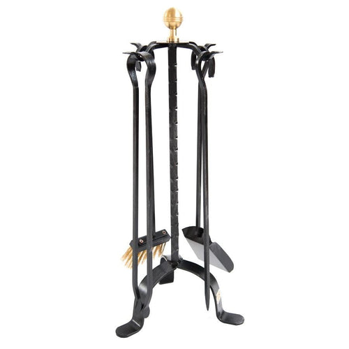 SET ATTREZZI CAMINO MARTELLATO 4 PZ ALTO CM. 26X64H ACCESSORI CAMINETTO