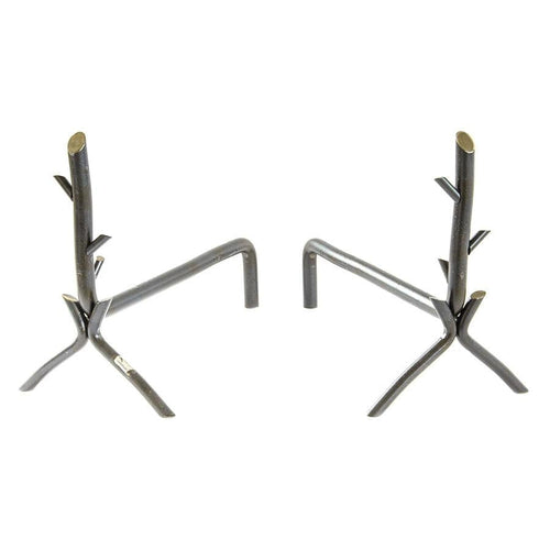 COPPIA DI ALARI FERRO BATTUTO NATURA CM.19X35X37 CAMINO CAMINETTO FUOCO