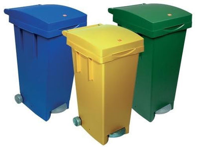 BIDONE BIDONI QUADRI CON RUOTE E PEDALE LT.80