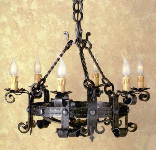 LAMPADARIO FORGIA 6 LUCI FERRO BATTUTO LAMPADE LAMPIONE APPLIQUE LANTERNA