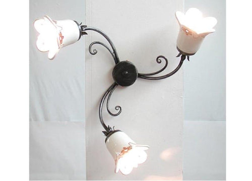 LAMPADARIO PLAFONIERA NEVE A 3 LUCI IN FERRO BATTUTO CRUCCOLINI LAMPADE LAMPIONE