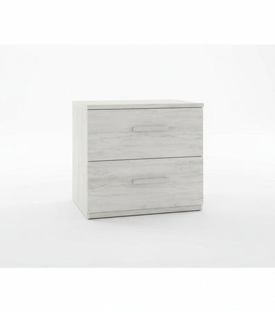 KIT COMODINO 2 CASSETTI CM. 44X40X33 COLORE BIANCO VENANTO ROVERE CEMENTO