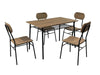 SET TAVOLO 110x70x76 CM + 4 SEDIE COMPLETO METALLO NERO QUERCIA STILE INDUSTRIAL