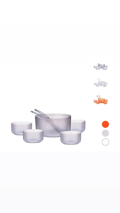 set 7 pz insalatiera, coppette, posate colori assH&H