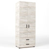 Kit Armadio Moderno in Legno con 2 Ante 2 Cassettoni e Asta cm 80x52x205h