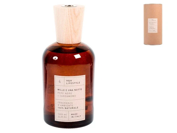Diffusore per ambiente 100% naturale in vetro con profumazione mille e una notte/pepe nero+cardamomo ml 1000H&H