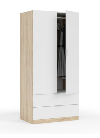 KIT ARMADIO DUE ANTE E DUE CASSETTI ROVERE CM. 80X52X180H