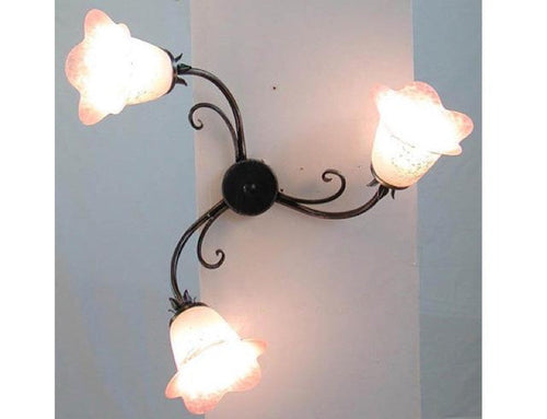 LAMPADARIO PLAFONIERA ELICA 3 LUCI NERO-ARGENTO FERRO BATTUTO LANTERNA APPLIQUE