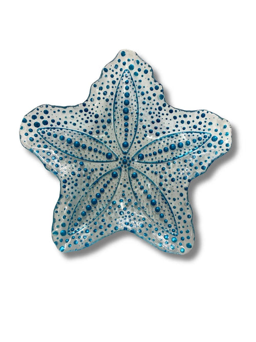 Piatto stella in vetro seashell blue 30cmH&H