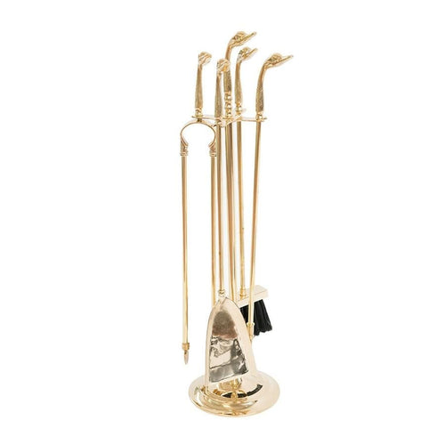 SET ATTREZZI CAMINO MOD. OTTONE CIGNO CM. 18XH70 ACCESSORI PER CAMINETTO