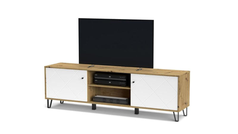 KIT MOBILE PORTA TV BOLLO BO2 CM. 183X40X55H ROVERE ARTISAN/BIANCO