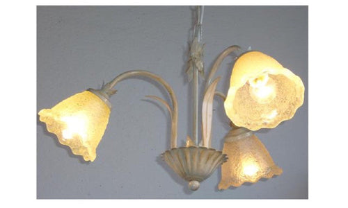 LAMPADARIO GHIAIA 3 LUCI FERRO BATTUTO LAMPADE LAMPIONE APPLIQUE LANTERNA
