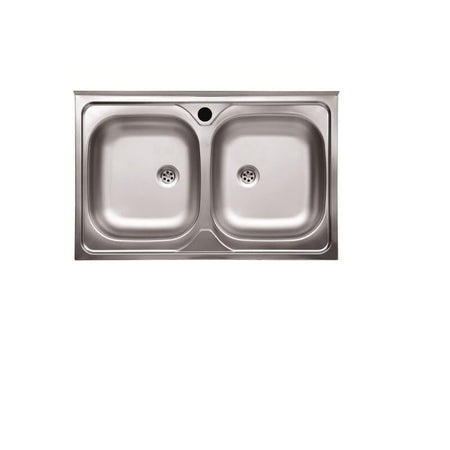 LAVELLO APPOGGIO INOX 2 VASCHE SENZA GOCCIOLATOIO 80 CM