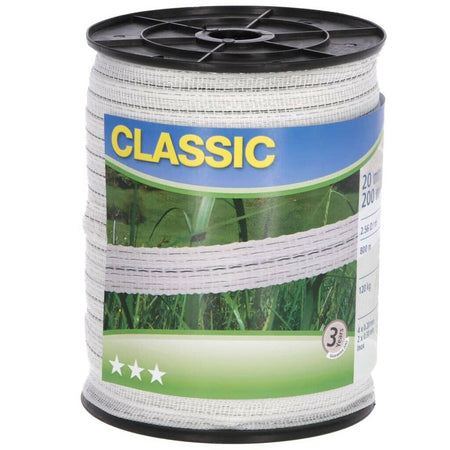Nastro recinto elettrico per Bovini ed Equini Fettuccia Bianca 20 mm x 200 mt
