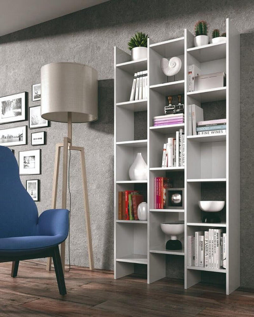 Libreria Moderna Scaffale da Soggiorno Camera in Legno MDF Bianco 96x192x25cm