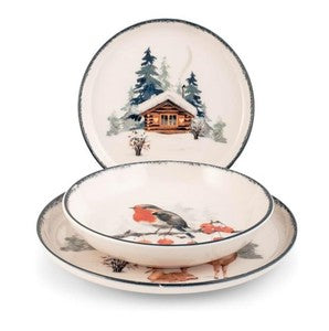 Servizio 18 pezzi tavola frosty in stoneware decorato.H&H