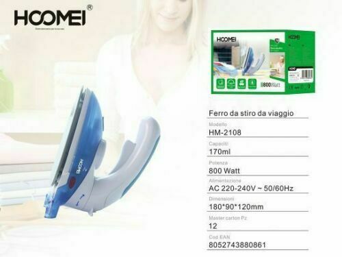 FERRO DA STIRO A VAPORE DA VIAGGIO casa PORTATILE PIASTRA 800 W 170ml HM-2108