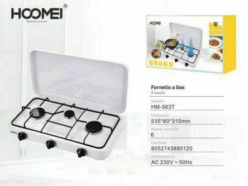 FORNELLO A GAS GPL FORNELLINO DA CAMPEGGIO CUCINA PORTATILE 3 FUOCHI