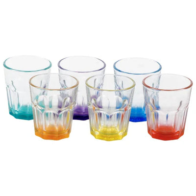 Set 6 Bicchierini Rami 5,5 cl in Vetro con Fondo Colorato Assortito - Design Moderno