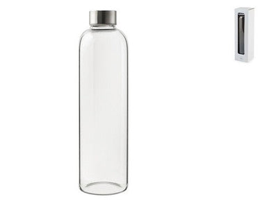 Bottiglia in vetro borosilicato trasparente con tappo in acciaio inox lt 1,0H&H