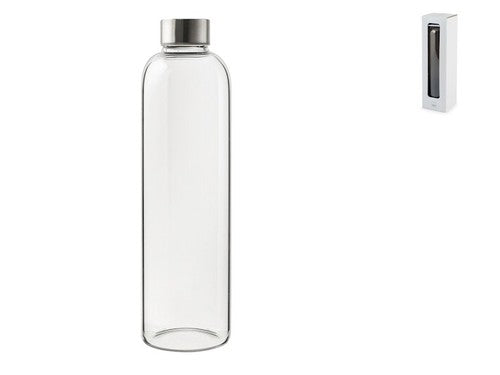 Bottiglia in vetro borosilicato trasparente con tappo in acciaio inox lt 1,0H&H