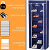 SCARPIERA ARMADIO IN TNT 9 RIP. C/STRUTTURA MET. 61X30X160CM BLU