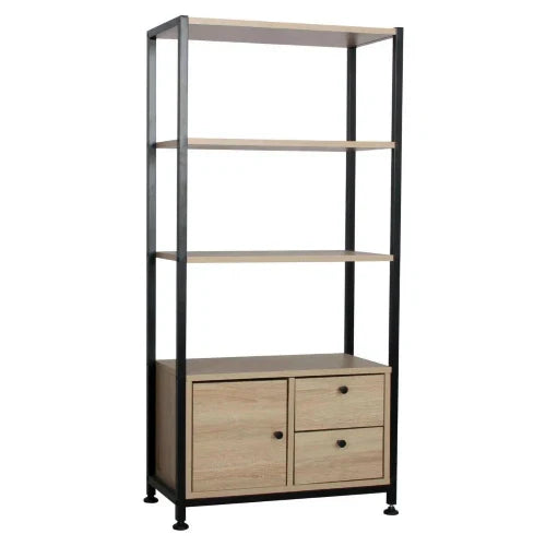 LIBRERIA HAMILTON 2 MENSOLE + 1 ANTA + 2 CASSETTI DIM. 58X30X122 CM