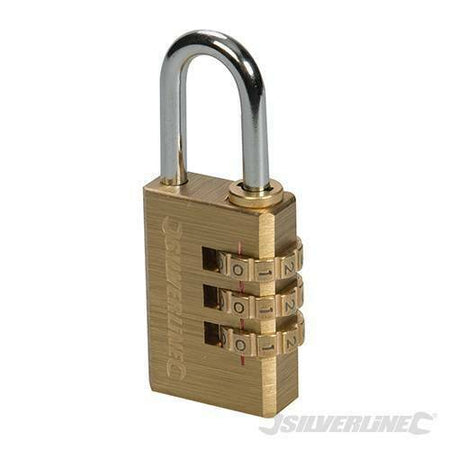 Lucchetto in ottone con solido corpo in acciaio combinazione a 3 cifre silverline