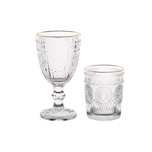 set 12 pezzi grace filo oro , 6 calici + 6 bicchieri
